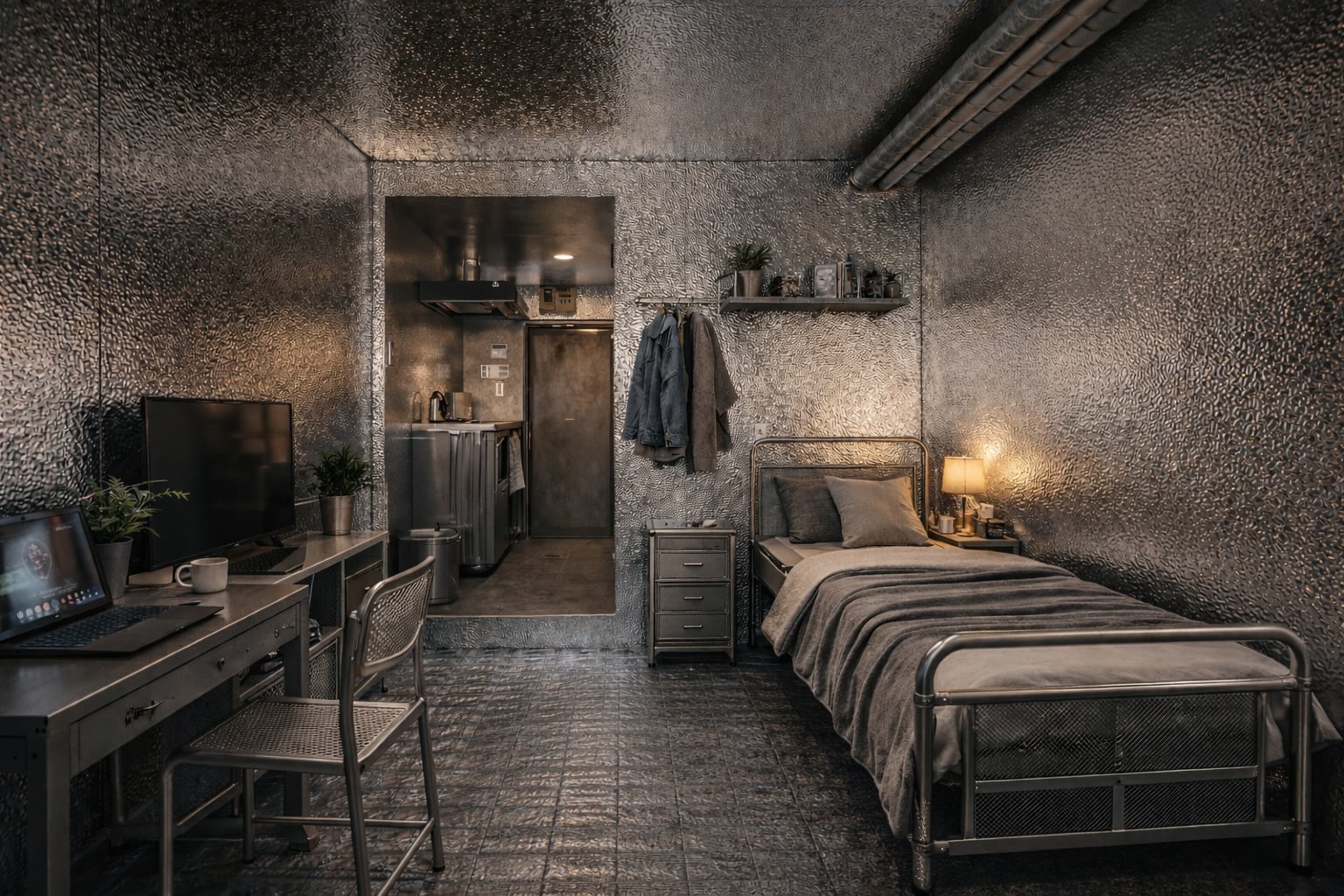 THE PANELとTHE GLASSで仕上げたDEILモデルルームの内観。居住兼事業用住所として利用可能な名古屋市西区のリノベーション事例